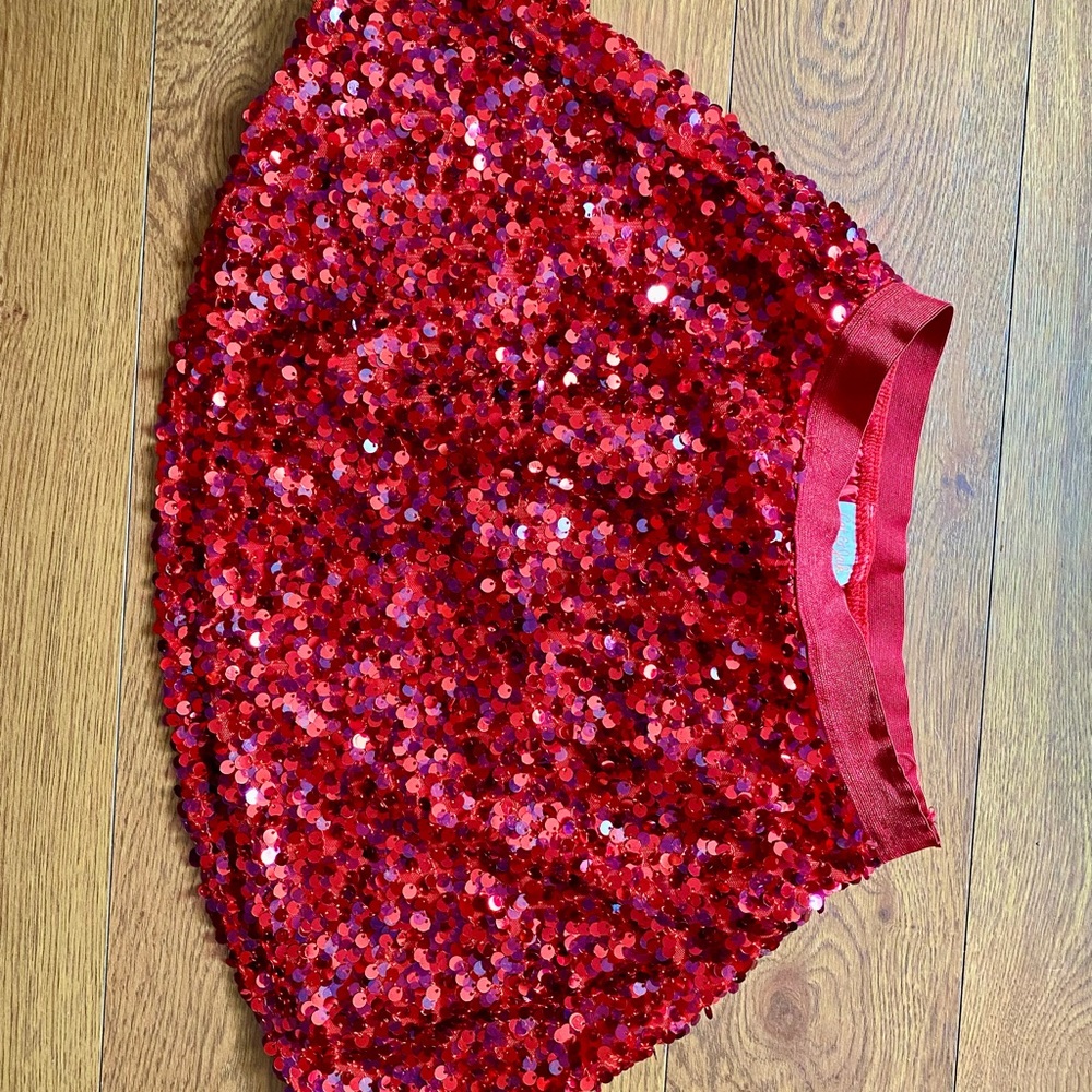 Cat and Jack Red Girls Sequin Skirt Size 6x